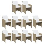 vidaXL Ensemble à dîner de jardin coussins 11 Pièces Résine tressée Beige