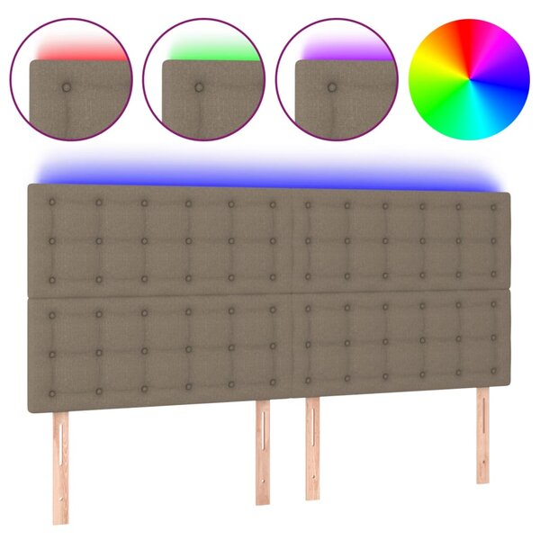 vidaXL Tête de lit à LED Taupe 200x5x118/128 cm Tissu