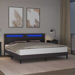 vidaXL Cadre de lit avec bandes LED Gris 180 x 200 cm Simili cuir