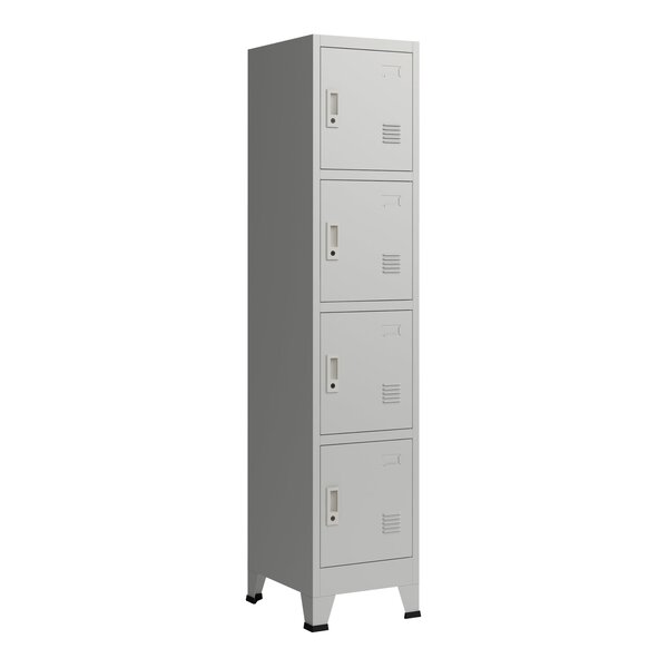 Casier de bureau armoire meuble de rangement pour bureau atelier chambre acier métallique avec 4 portes acier laqué 180 x 38 x 45 cm gris 03_0006348