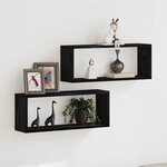 vidaXL Étagères murales avec étagère 2 Pièces Chêne noir 60 x 15 x 23 cm