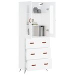 vidaXL Buffet haut Blanc 69 5x34x180 cm Bois d'ingénierie