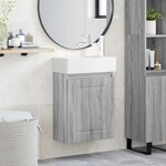 vidaXL Meuble de salle de bain avec robinet Sonoma gris