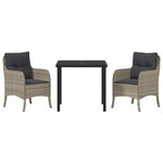 vidaXL Ensemble de salle à manger pour jardin 3 Pièces Gris clair