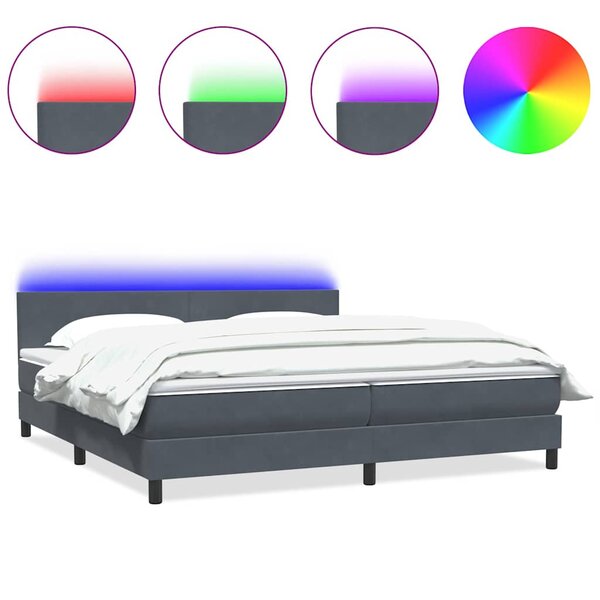 vidaXL Sommier à lattes de lit et matelas et LED gris foncé 180x210cm velours