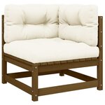 vidaXL Canapé d'angle de jardin avec coussins crème Bois de pin massif