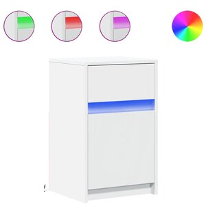 vidaXL Armoires de chevet et lumières LED 2Pièces blanc bois d'ingénierie