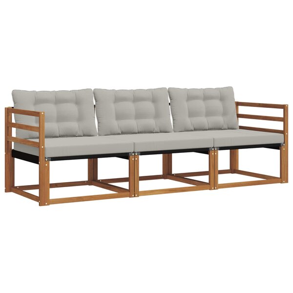 vidaXL Ensemble de canapés d'extérieur 3 pc Gris Naturel et Clair