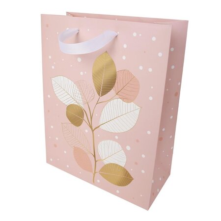 Sac cadeau grand format feuilles pastel et or - draeger paris