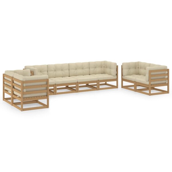 vidaXL Salon de jardin 8 Pièces avec coussins Bois de pin massif
