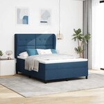 vidaXL Lit à ressorts avec matelas Bleu 160 x 200 cm tissu