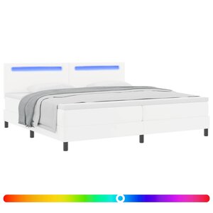 vidaXL Lit à ressorts avec matelas Blanc 200 x 200 cm Simili cuir