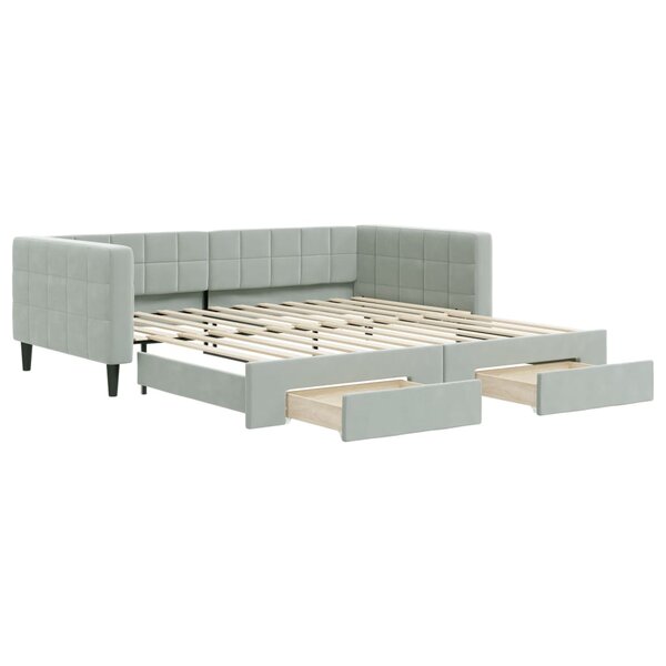 vidaXL Lit de jour avec gigogne et tiroirs sans matelas 100x200 cm