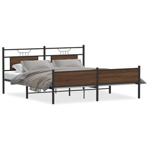 vidaXL Cadre de lit en métal sans matelas chêne marron 160x200 cm