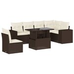 vidaXL Salon de jardin avec coussins 7 Pièces marron résine tressée