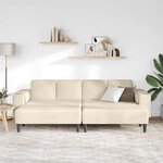 vidaXL Sofa en tissu avec coussin Crème 208 cm Tissu en velours côtelé