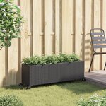 vidaXL Jardinière avec roulettes et 3 pots noir 107x32x38 cm rotin