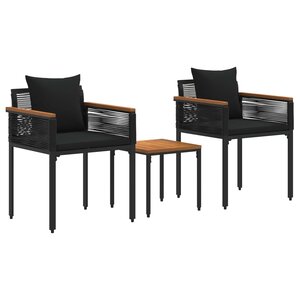 vidaXL Ensemble de meubles d'extérieur avec coussin Noir polyrotin