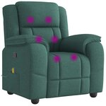 vidaXL Fauteuil de massage inclinable Vert foncé Tissu