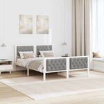 vidaXL Cadre de lit Gris clair 140 x 190 cm Pin massif