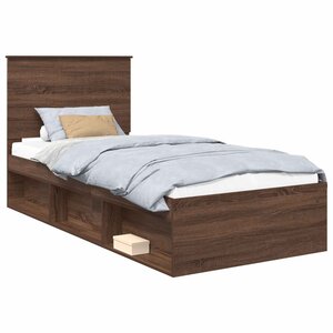 vidaXL Cadre de lit Chêne brun 90 x 200 cm Bois de pin massif