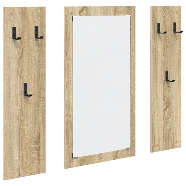 vidaXL Porte-manteau mural avec stockage avec miroir Chêne sonoma 96 x 1 5 x 90 cm