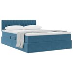 vidaXL Lit de Rangement avec matelas Bleu foncé 140 x 190 cm Velours