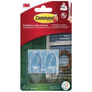 Lot de 2 Crochets pour l'extérieur transparent  taille: M COMMAND
