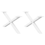 vidaXL Pieds de table basse en forme de X  2 pièces  blanc  70 x (30-31) cm  acier