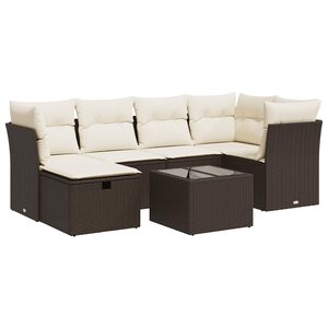 vidaXL Salon de jardin avec coussins 7 Pièces marron résine tressée