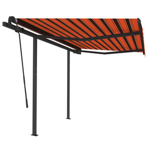 vidaXL Auvent rétractable automatique poteaux 3 5x2 5 m Orange marron