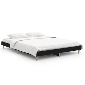 vidaXL Cadre de lit sans matelas noir 140x190 cm bois d'ingénierie