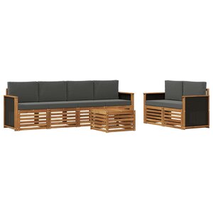 vidaXL Ensemble de canapés d'extérieur 7 Pièces Naturel et Anthracite