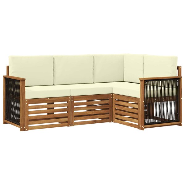 vidaXL Ensembles de canapés avec coussin 4 Pièces Bois d'Acacia Massif