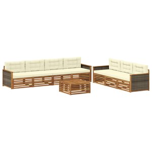 vidaXL Ensemble de canapés d'extérieur 8 Pièces Naturel et Crème
