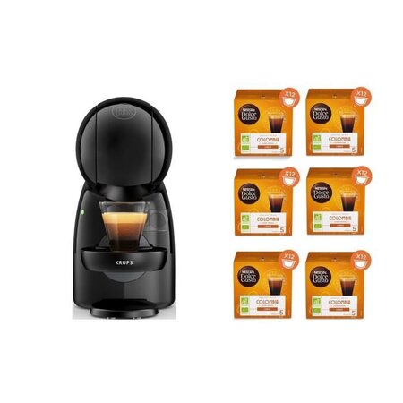 Machine expresso KRUPS YY4511FD Nescafé Dolce Gusto Piccolo XS Gris + 6 boites de capsules Nescafé Dolce Gusto Bio Colombia