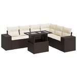 vidaXL Salon de jardin avec coussins 7 Pièces marron résine tressée