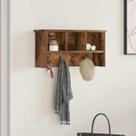 vidaXL Porte-manteau mural avec étagère Chêne fumé 50 x 16 x 26 cm