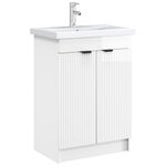 vidaXL Armoire sous évier de salle de bain Blanc brillant