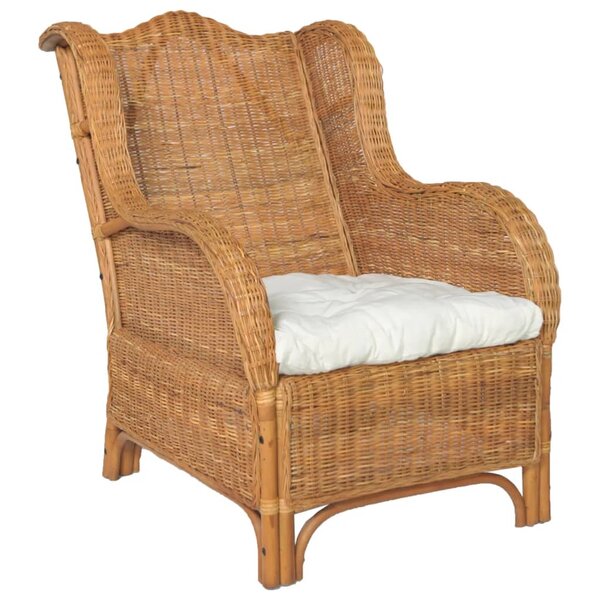 vidaXL Canapé avec coussin Marron clair Rotin naturel et lin