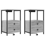 vidaXL Table de nuit avec station de chargement 2 Pièces Sonoma gris