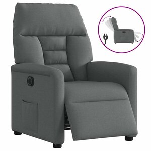 vidaXL Fauteuil inclinable électrique Gris foncé Tissu