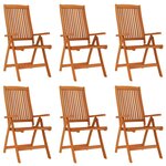 vidaXL Chaises de jardin pliables lot de 6 Bois d'eucalyptus massif
