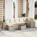 vidaXL Salon de jardin avec coussins 8 Pièces beige résine tressée