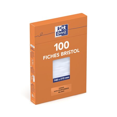 Étui de 100 fiches bristol 210 g A5 Blanc uni OXFORD