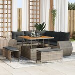 Ensemble de 8 pièces avec coussins Gris Poly Rattan Acacia