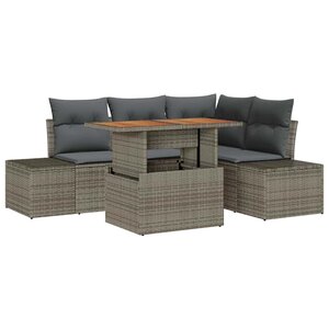 vidaXL Ensemble de canapé de jardin avec coussin 5 Pièces Gris et marron