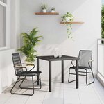 vidaXL Ensemble de salle à manger pour jardin 3 Pièces Noir Rattan PVC