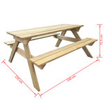 vidaXL Table de pique-nique 150 x 135 x 71 5 cm Bois