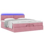 vidaXL Cadre de lit ottoman avec matelas rose 200x200 cm velours